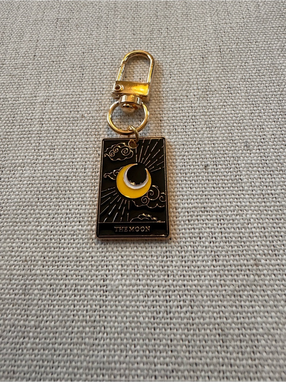 Gold Tone 'The Moon' Crescent Tarot Keychain Charm